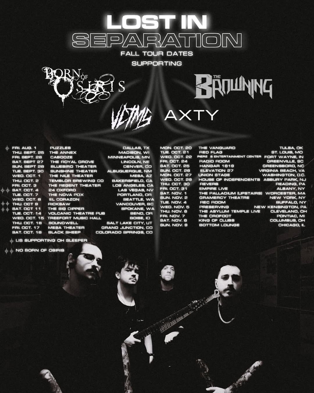 Lost in Separation THROUGH SHADOWS USA TOUR Tour Poster 2025